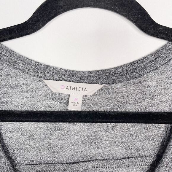 Athleta Medium M Heather Gray Faux Wrap V Neck Sleeveless Tank Top Pleat Back - Picture 6 of 8